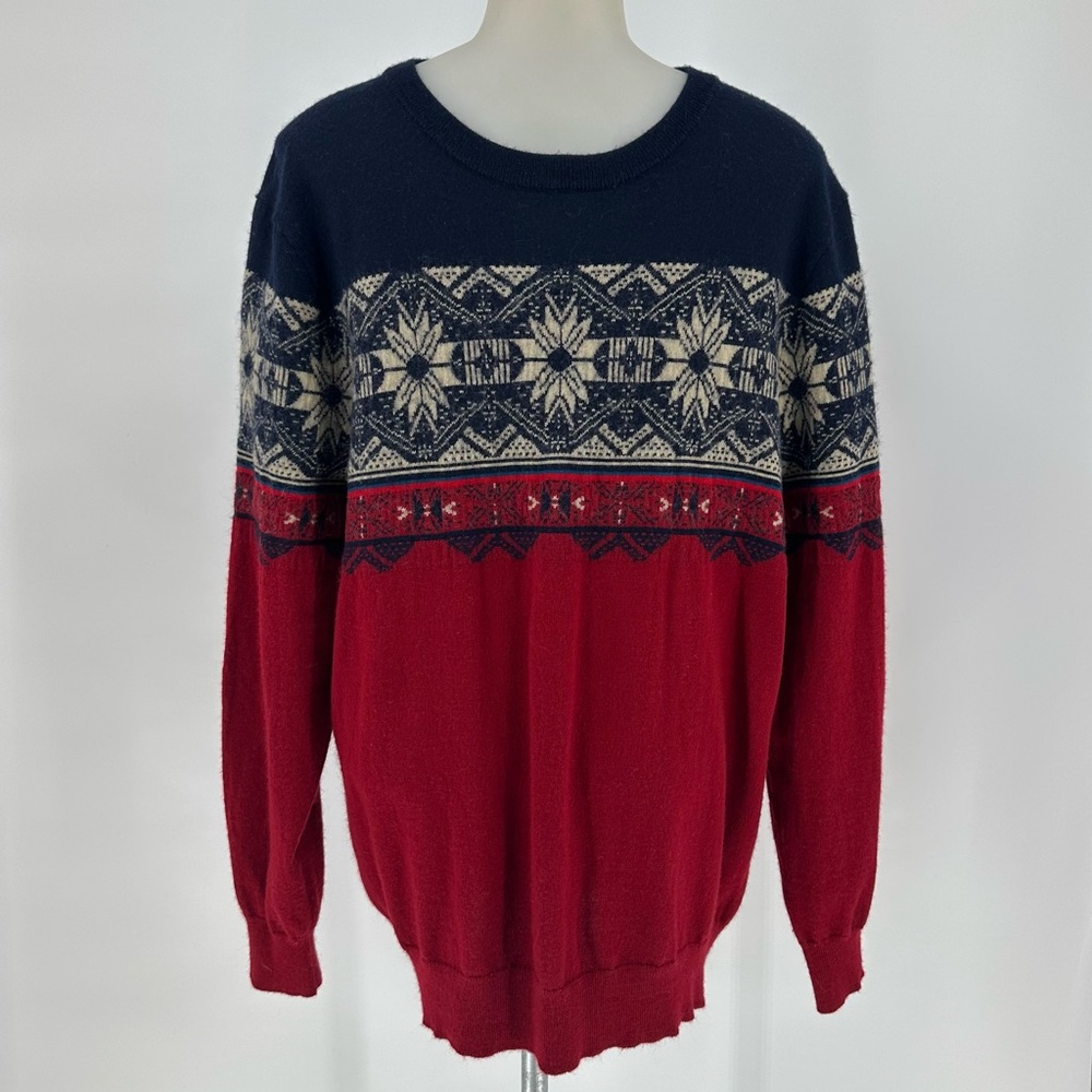 CLUB ROOM Fair Isle Merino Wool Blend Sz XXL runs small 22”pit Preppy